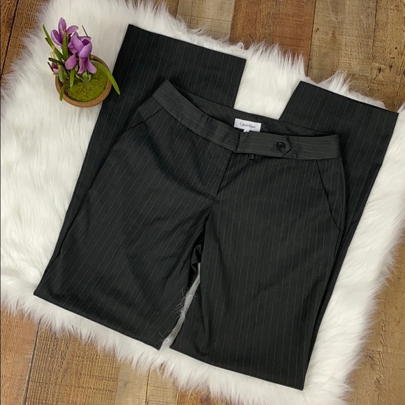 Calvin Klein Gray Pinstripe Dress Work Career Pant - Picture 1 of 11